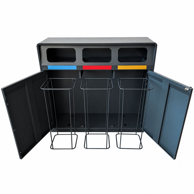 Poubelle de tri sélectif extérieure 120L 3 flux