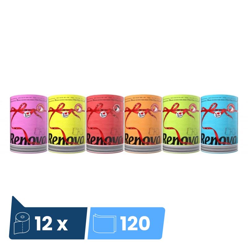 Maxi essuie-tout coloré Red Label Renova - colis de 12 rouleaux