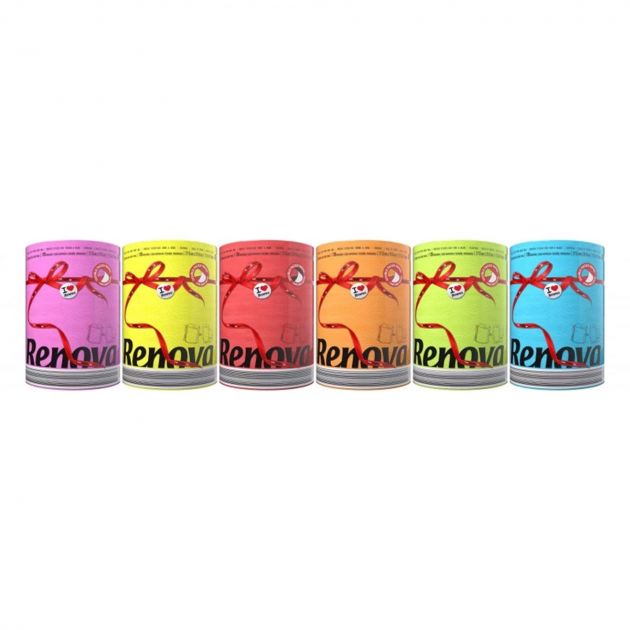 Maxi essuie-tout coloré Red Label Renova - colis de 12 rouleaux