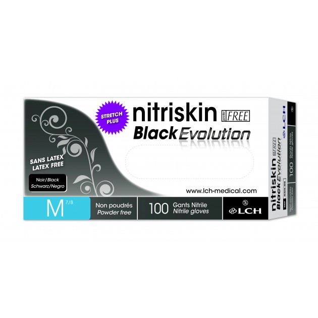 Gant de protection jetable nitrile non poudré black Evolution Nitriskin LCH - taille 7.5