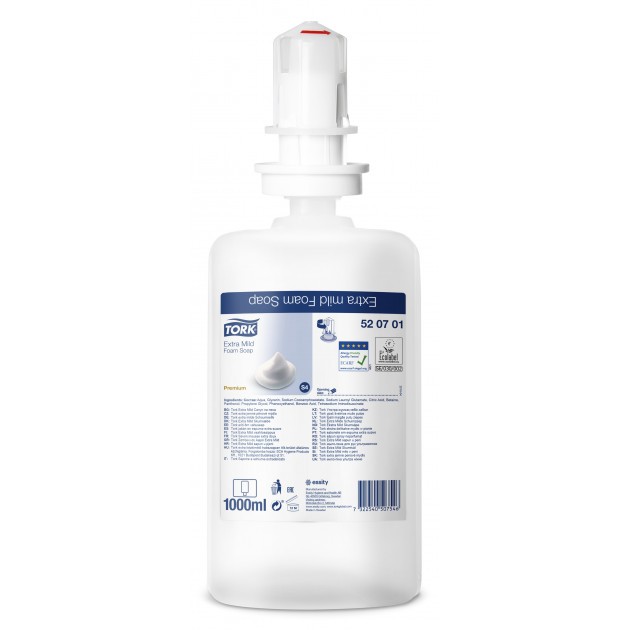 Recharge savon mousse extra doux Écolabel 1 L Tork S4 - Lot de 6