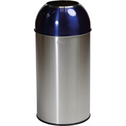 Poubelle inox 40L tri sélectif dôme ouvert Bleu
