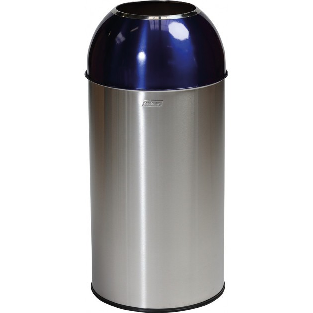 Poubelle ronde de tri sélectif en inox 40 L Open Dome Probbax BLEU