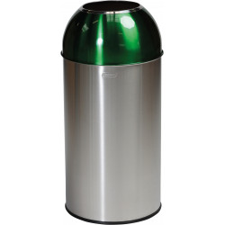 Poubelle inox 40L tri sélectif dôme ouvert Vert