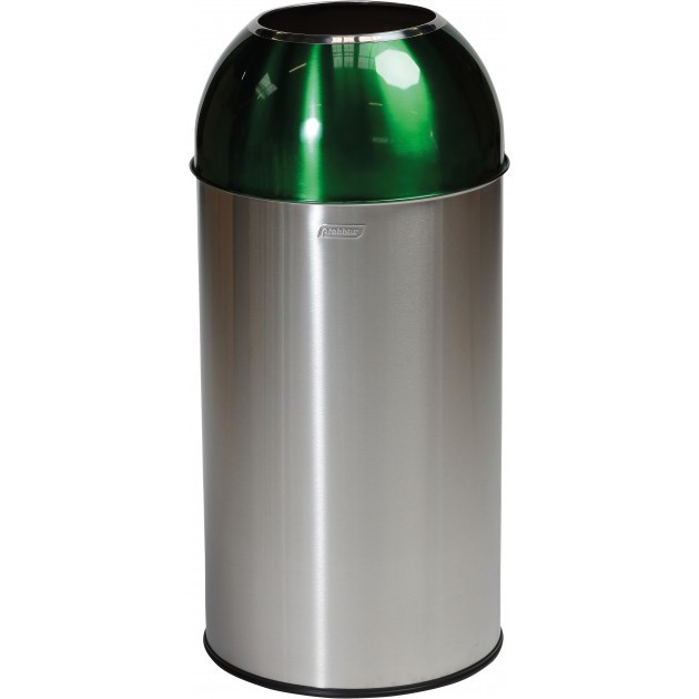 Poubelle ronde de tri sélectif en inox 40 L Open Dome Probbax VERT
