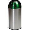 Poubelle ronde de tri sélectif en inox 40 L Open Dome Probbax VERT