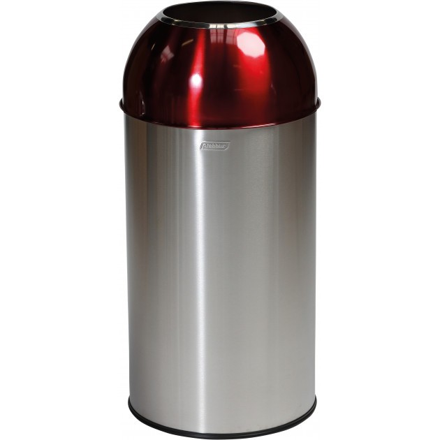 Poubelle ronde de tri sélectif en inox 40 L Open Dome Probbax ROUGE