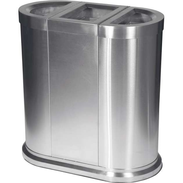 Rectangular Recycler. Poubelle tri selectif inox 50L (30/16L