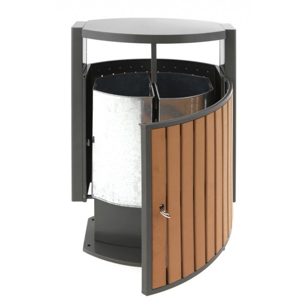 POUBELLE TRI SELECTIF en Bois Ouverture POUBELLE TRI SELECTIF en Bois Ouverture