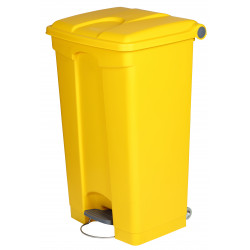 Poubelle à pédale alimentaire mobile plastique Jaune 90 L