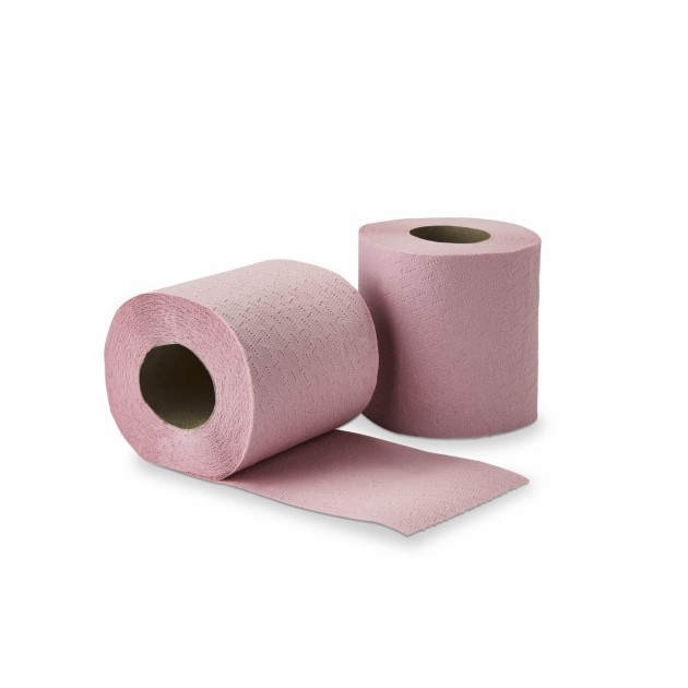 Rouleau papier toilette 2 plis ouate rose 200 feuilles - lot de 108
