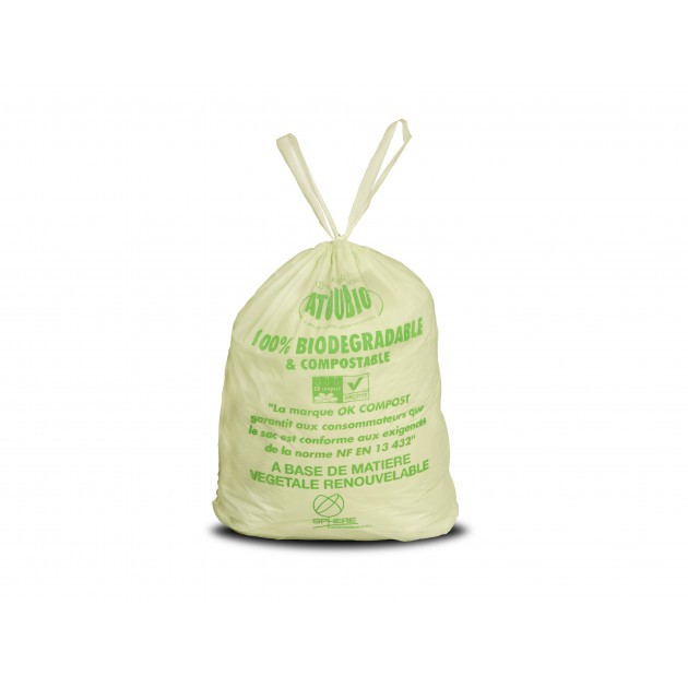 Sac Poubelle 40L Coulissant Vert Biodégradable