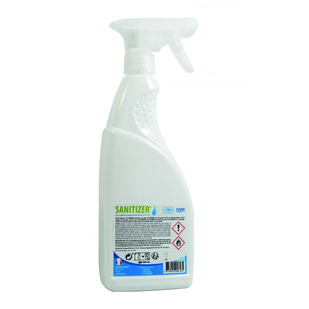 Spray désinfectant Sanitizer 750 ml EN 14476 EN 1276 surfaces et mains