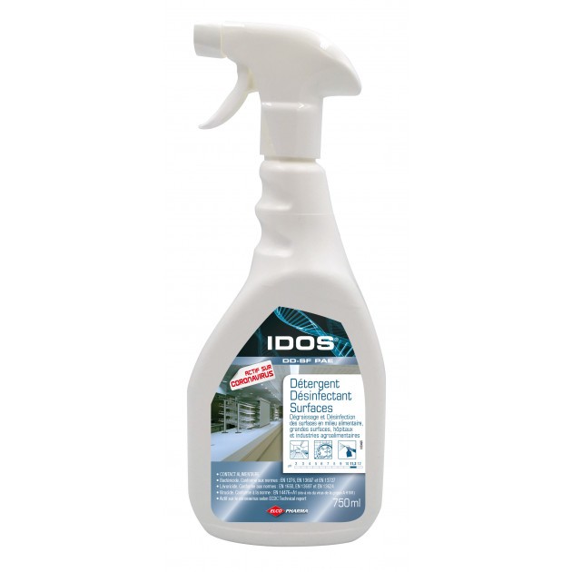 Spray désinfectant alimentaire prêt à l'emploi EN14476 750 ml IDOS DD-SF