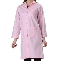Blouses femmes polycoton manches longues Rose/blanc