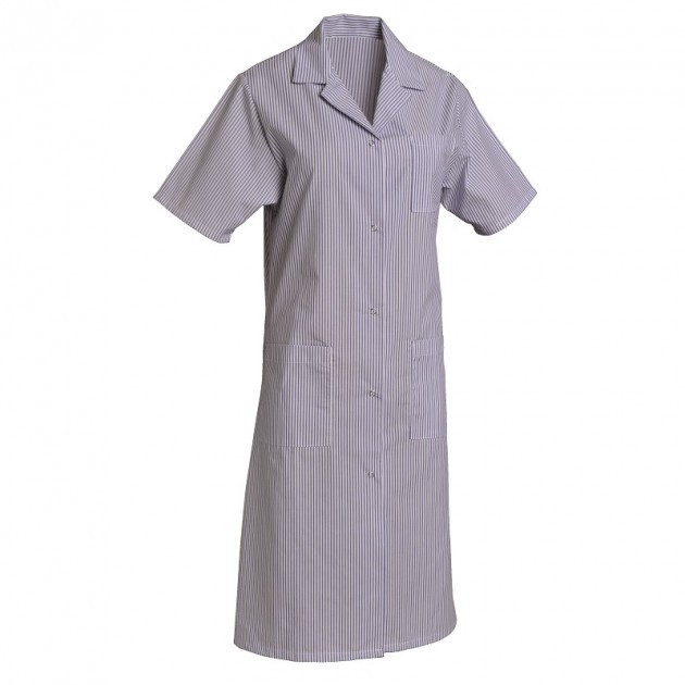 Blouse de travail manches courtes polycoton rayé bleu