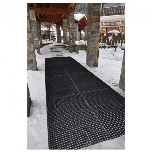 Tapis caillebotis en caoutchouc naturel noir 23 mm Tapis caillebotis en caoutchouc naturel noir 23 mm
