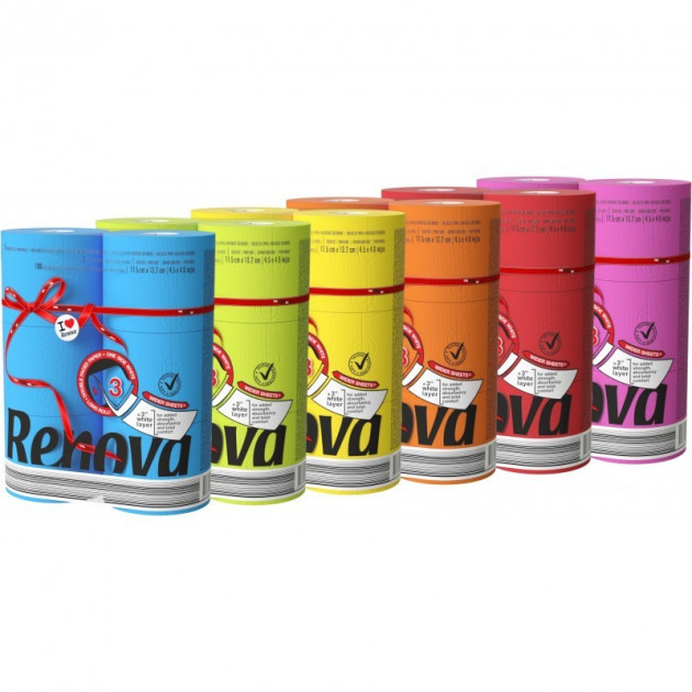 2+1 GRATUIT Papier toilette couleur parfumé 3 plis Red Label Maxi Renova - lot de 36 rouleaux