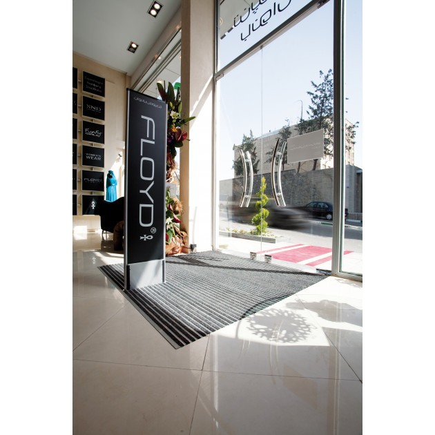 Tapis insert textile avec rampes en aluminium normes PMR ERP à la découpe sur mesure