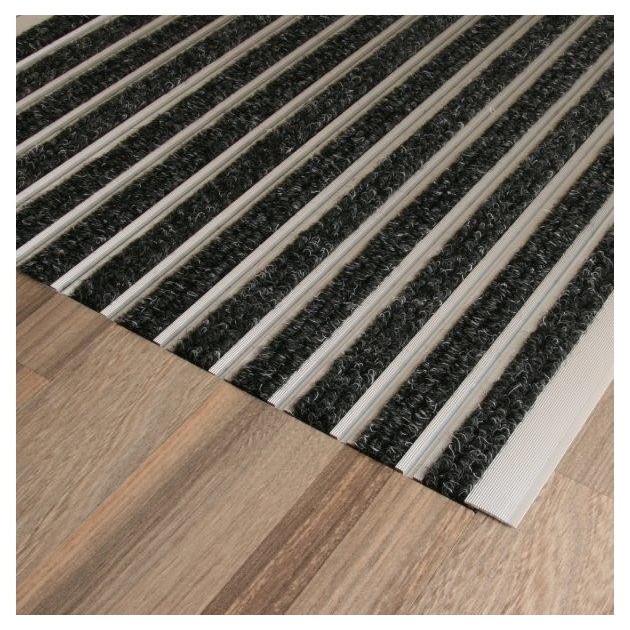 Tapis insert textile avec rampes en aluminium normes PMR ERP à la découpe sur mesure