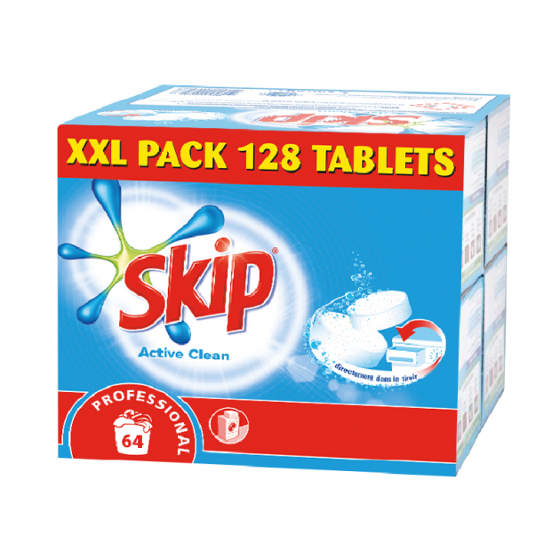 Lessive Active clean - Boîte de 128 tablettes Skip