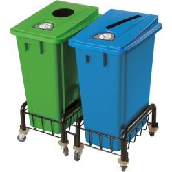Chariot métal pour poubelle de tri sélectif 60L et 80L