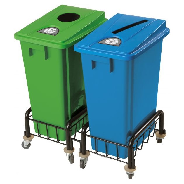 Chariot métal pour poubelle de tri sélectif 60L et 80L