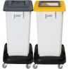 Poubelle tri sélectif sur roues bi flux gris jaune 2x60 L