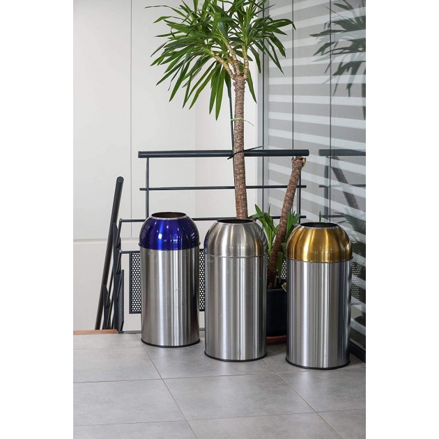 Poubelle ronde de tri sélectif en inox 40 L Open Dome Probbax