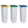 Poubelle tri sélectif triple flux 3x80 L jaune bleu vert (carton, papier, verre) - collecteur blanc