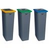 Poubelle tri sélectif triple flux 3x80 L jaune bleu vert (carton, papier, verre) - collecteur gris