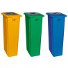 Poubelle tri sélectif triple flux 3x80 L jaune bleu vert (carton, papier, verre) - collecteur multicolore