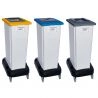 Poubelle tri sélectif triple flux 3x60 L sur roues gris jaune bleu - bac blanc