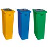 Poubelle tri sélectif triple flux 3x60 L jaune bleu vert (carton, papier, verre) - collecteur multicolore