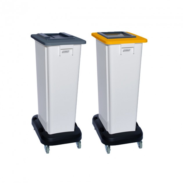 CONTENEUR POUBELLE PLASTIQUE TRI SELECTIF 2 ROUES GRIS/JAUNE 120 LITRES  REF. 6PO097101