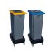 Poubelle tri sélectif sur roues bi flux jaune bleu 2x60 L