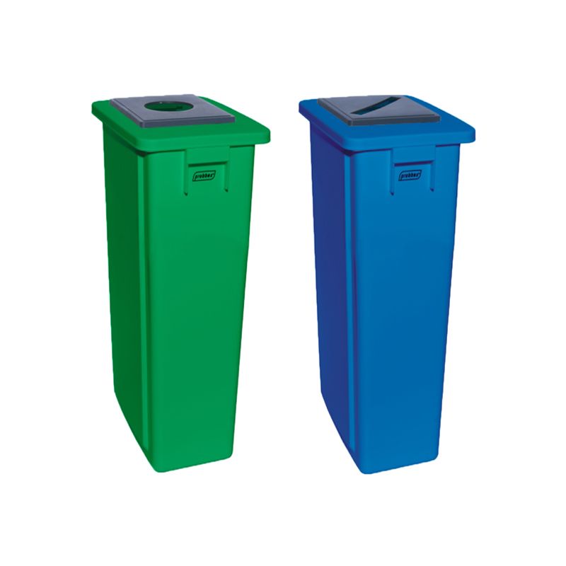 Poubelle Tri Sélectif 2 bacs 60L Vert / Bleu