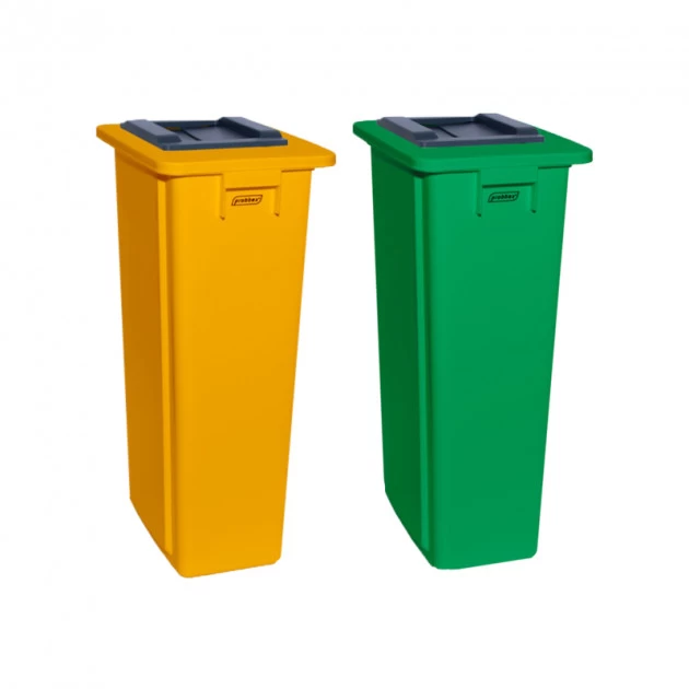 Poubelle tri sélectif tout venant emballages bi flux vert jaune 2x80 L