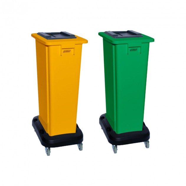 Poubelle plastique à pédale couvercle jaune 30L, 50L, 80L et 100L