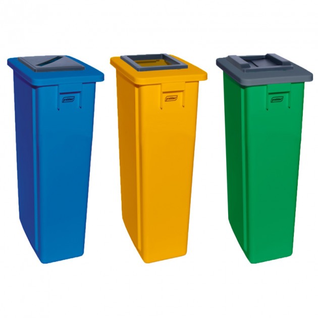 Poubelle tri sélectif triple flux 3x60 L tout venant, carton, papier - collecteur multicolor Poubelle tri sélectif triple flux 3x60 L tout venant, carton, papier - collecteur multicolor