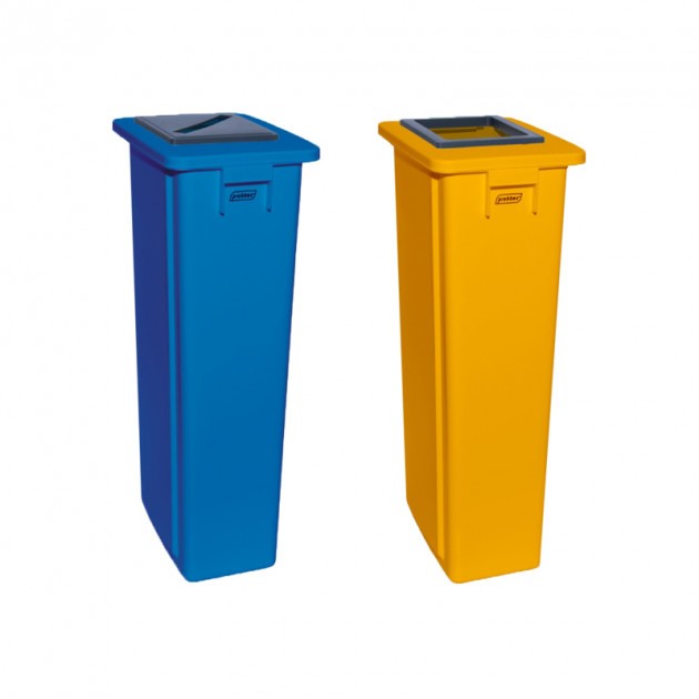 Poubelle tri sélectif bi flux bleu jaune 2x80 L - collecteur multicolore