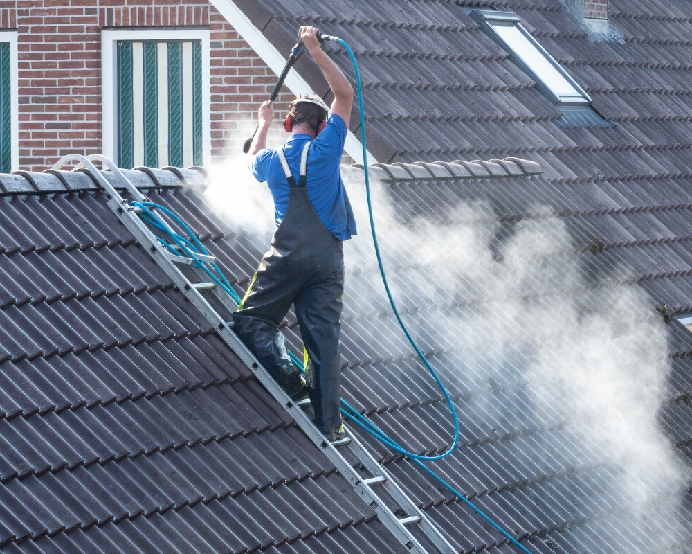 homme pulvérisateur toiture