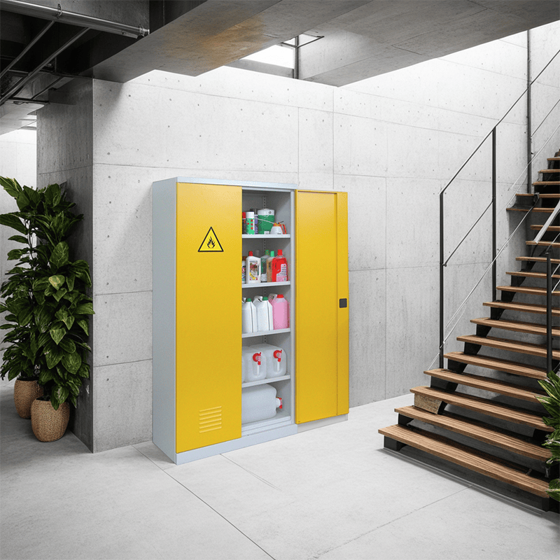 armoire de sécurité jaune pour produits dangereux