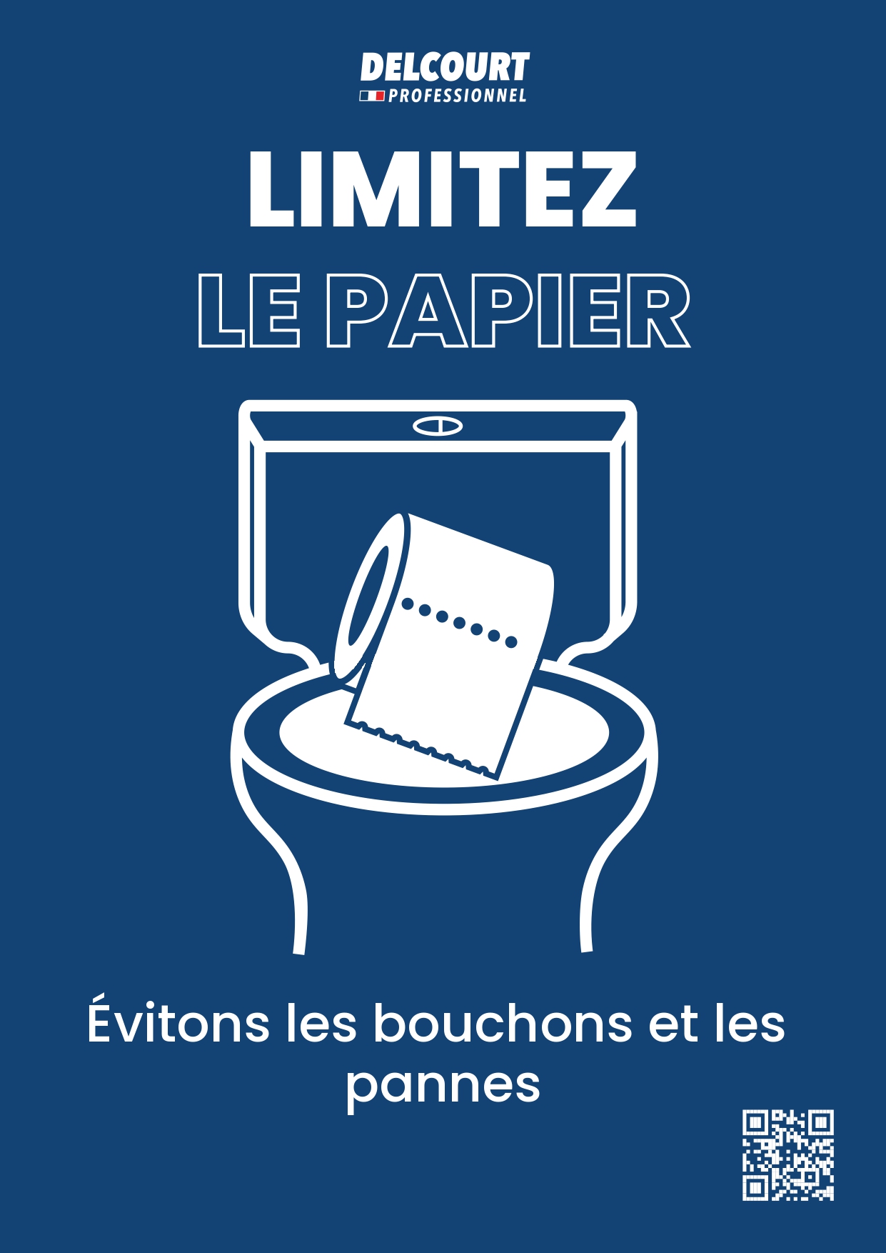 Affiche WC bonne utilisation du papier toilette prévention bouchons locaux professionnels