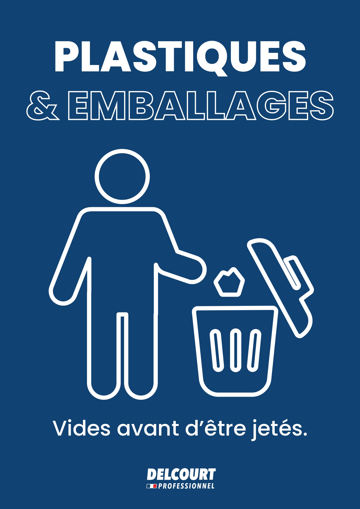 Affiche bac tri plastiques et emballages recyclage locaux professionnels