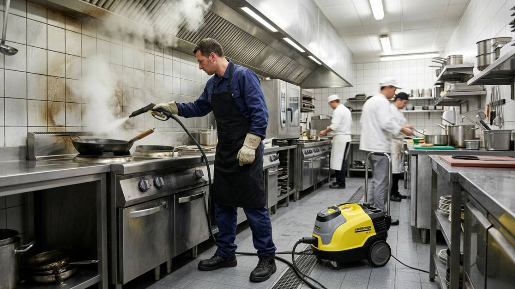 Nettoyeur vapeur en cuisine professionnelle : dégraisser sans produit chimique