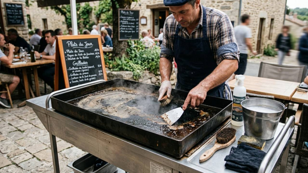 Comment nettoyer une plancha professionnelle après chaque service?