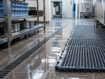 Tapis caillebotis et drainant pour zones humides professionnelles